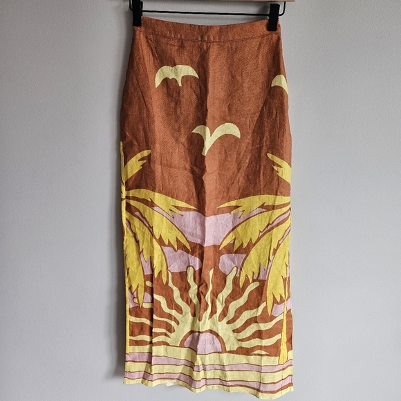 Cala de la Cruz Orange Magda Midi Pencil Skirt NWT - Picture 4 of 14